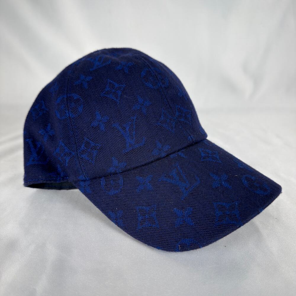 Louis Vuitton Monogram Essential Cap Navy Blue Jacquard Adjustable